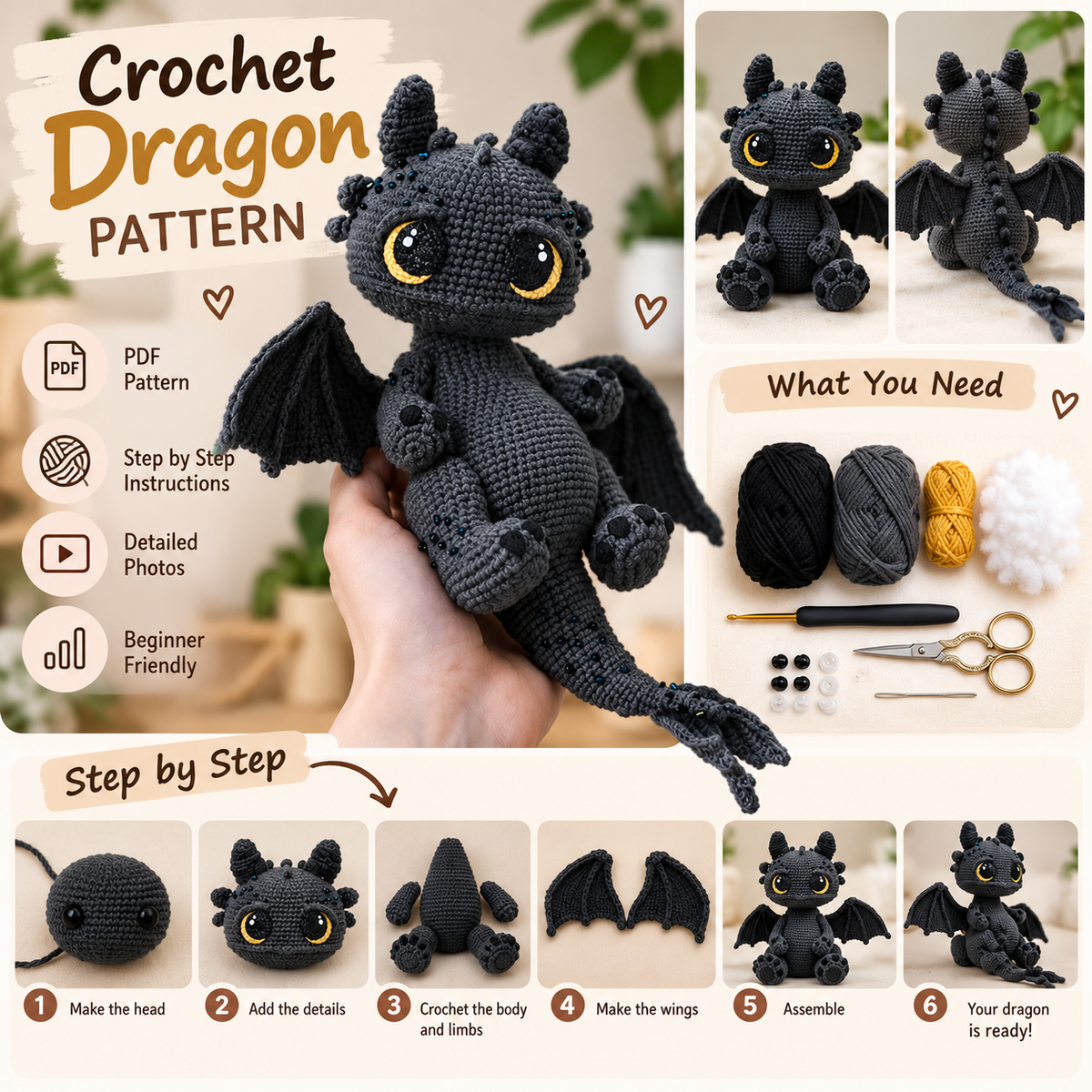 Black Dragon Pattern-TheCrochetCreations